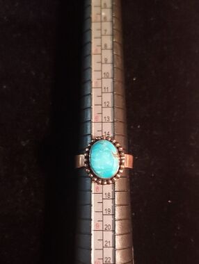 Turquoise Oval Halo Women's Ring - Sonoran Blue Size 7
